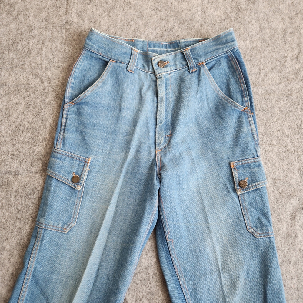 Kmart VTG 70s Cargo High Waist Jeans Women's 8 Blue Denim Flap Pockets Street 